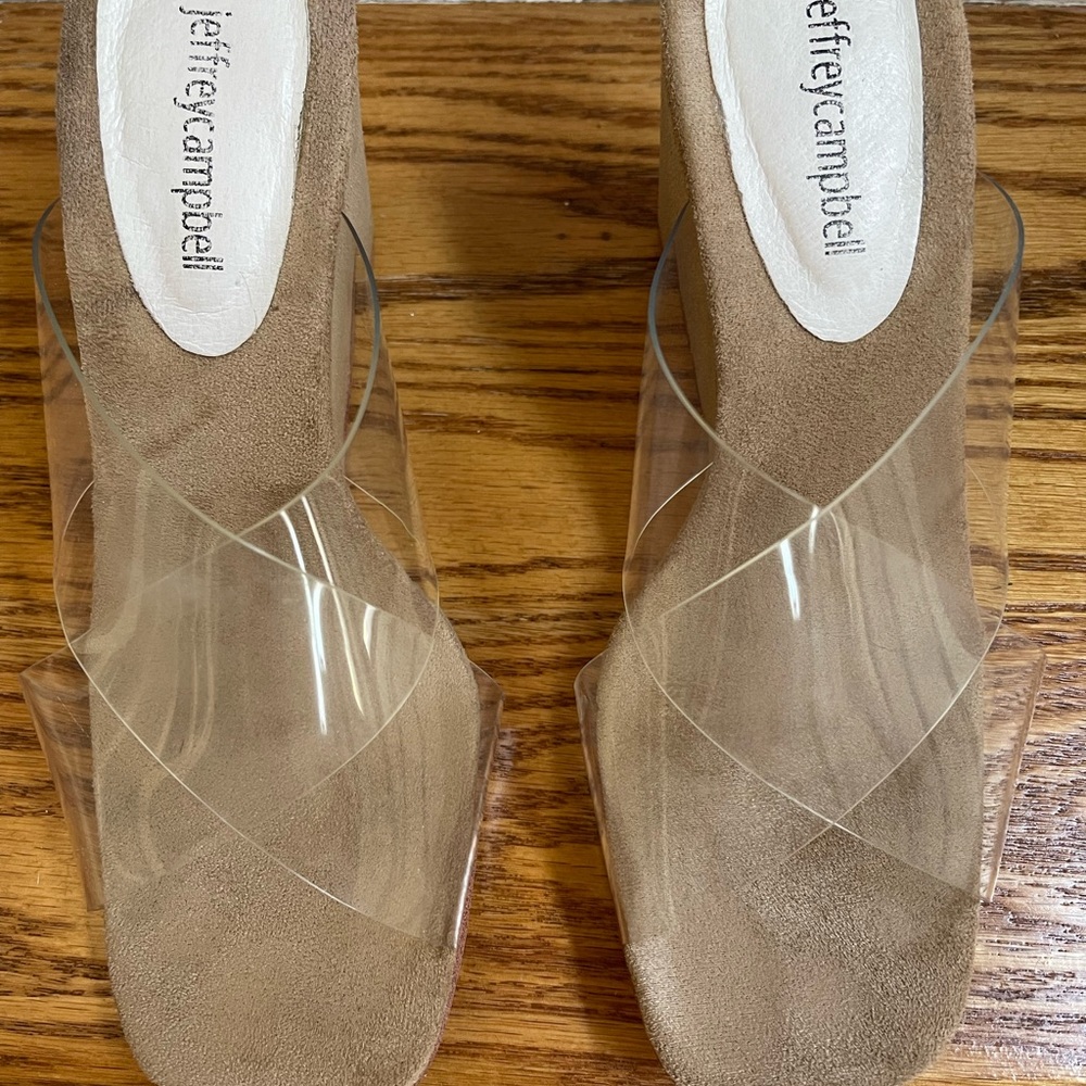 Jeffrey Campbell Tan Wedge Shoes with Crisscross Design